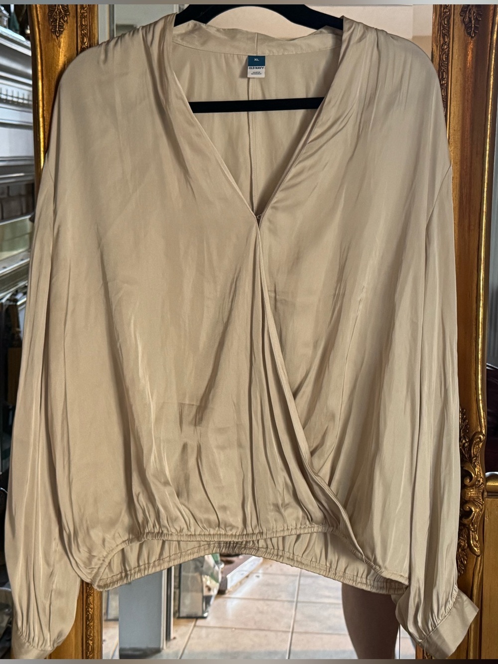 Old Navy Light Beige Wrap Front Blouse